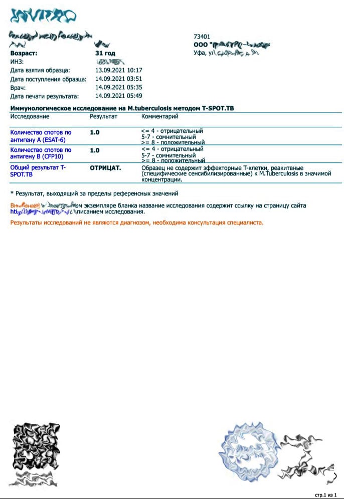 Купить готовый результат анализа Т-Спот (t-spot) в Уфе - МедосмотрУфа